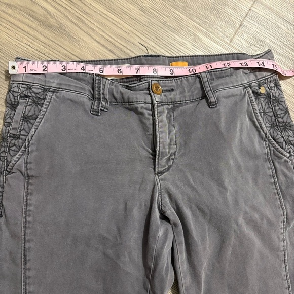 Anthropologie Pilcro Letterpress Hyphen Embroidered Gray Skinny Jeans Sz 27 - Picture 7 of 15